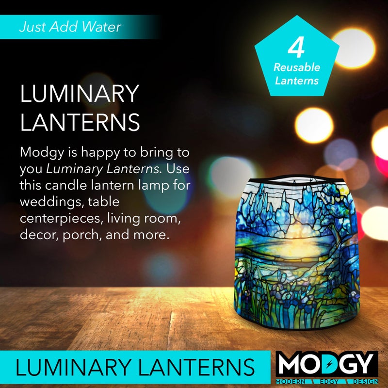 MODGY Luminary Lanterns Floating LED Candles with Batteries Included - Luminaries are Great for Weddings, Parties, Patios & Celebrations of All Kinds (Iris), Pack of 4 - Image 2